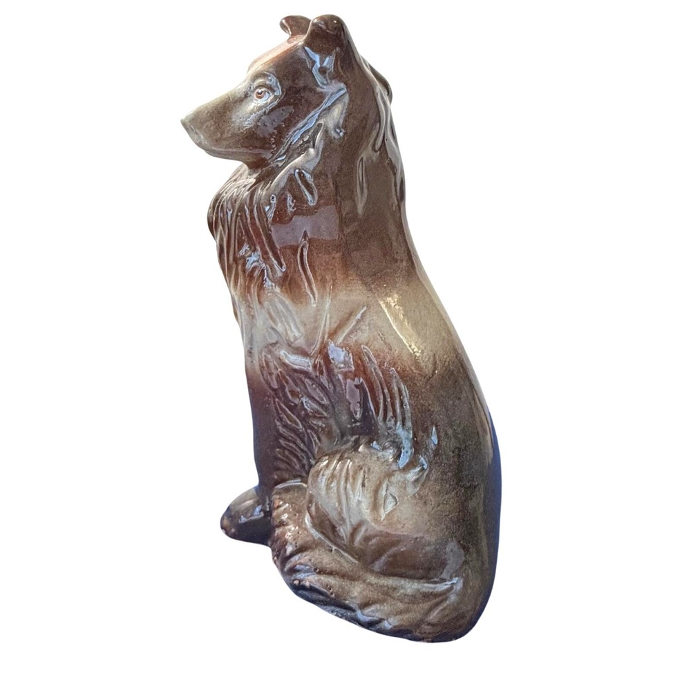 1970's Collie Dog Figurine Brown Cream Sitting Lassie‎ 7" MCS Brazil #2523